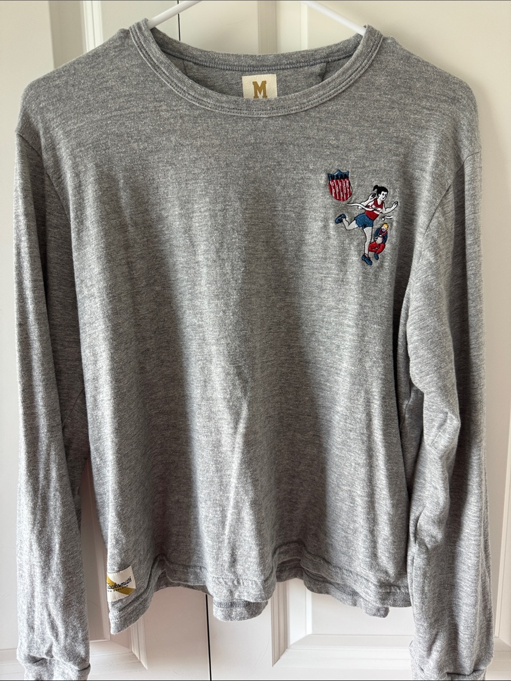 Women's Tracksmith Grey Embroidered Crewneck Sweatshirt